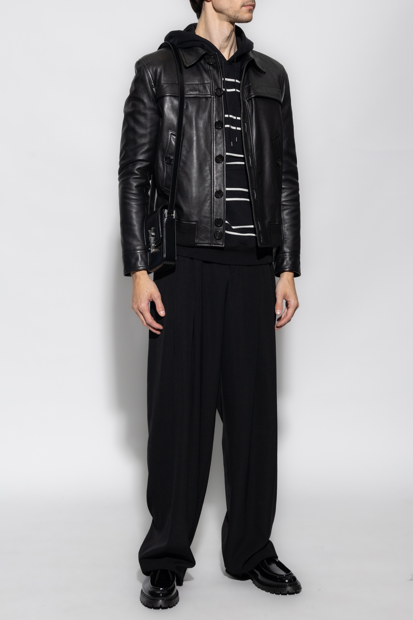 パーカー・フーディ Saint Laurent FW23 STRIPED SWEATSHIRT (759979 Y37IZ1095) Black Striped hoodie Saint Laurent - SchaferandweinerShops
